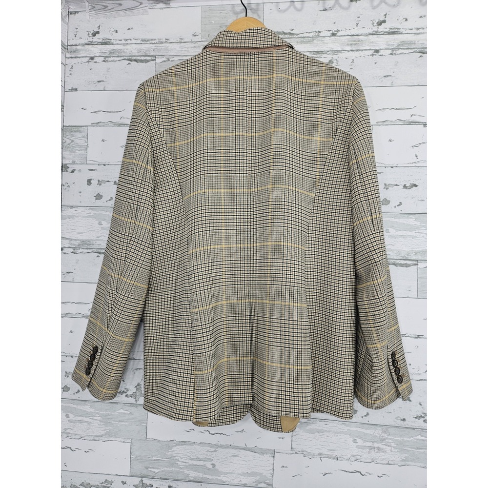 Ann Taylor Women 12 Glen Plaid Blazer Neutral Tones Beige Academia - Picture 3 of 11